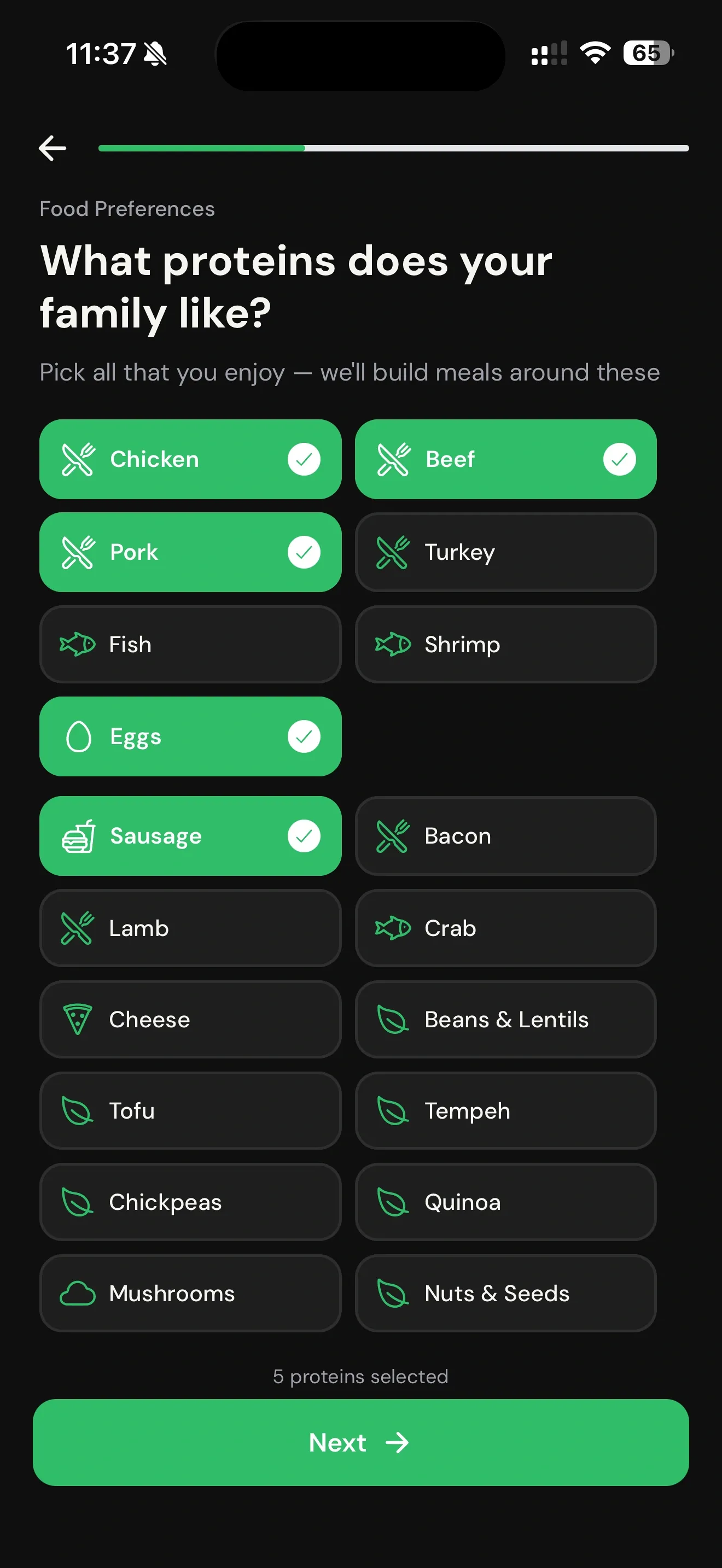 Choose preferred proteins