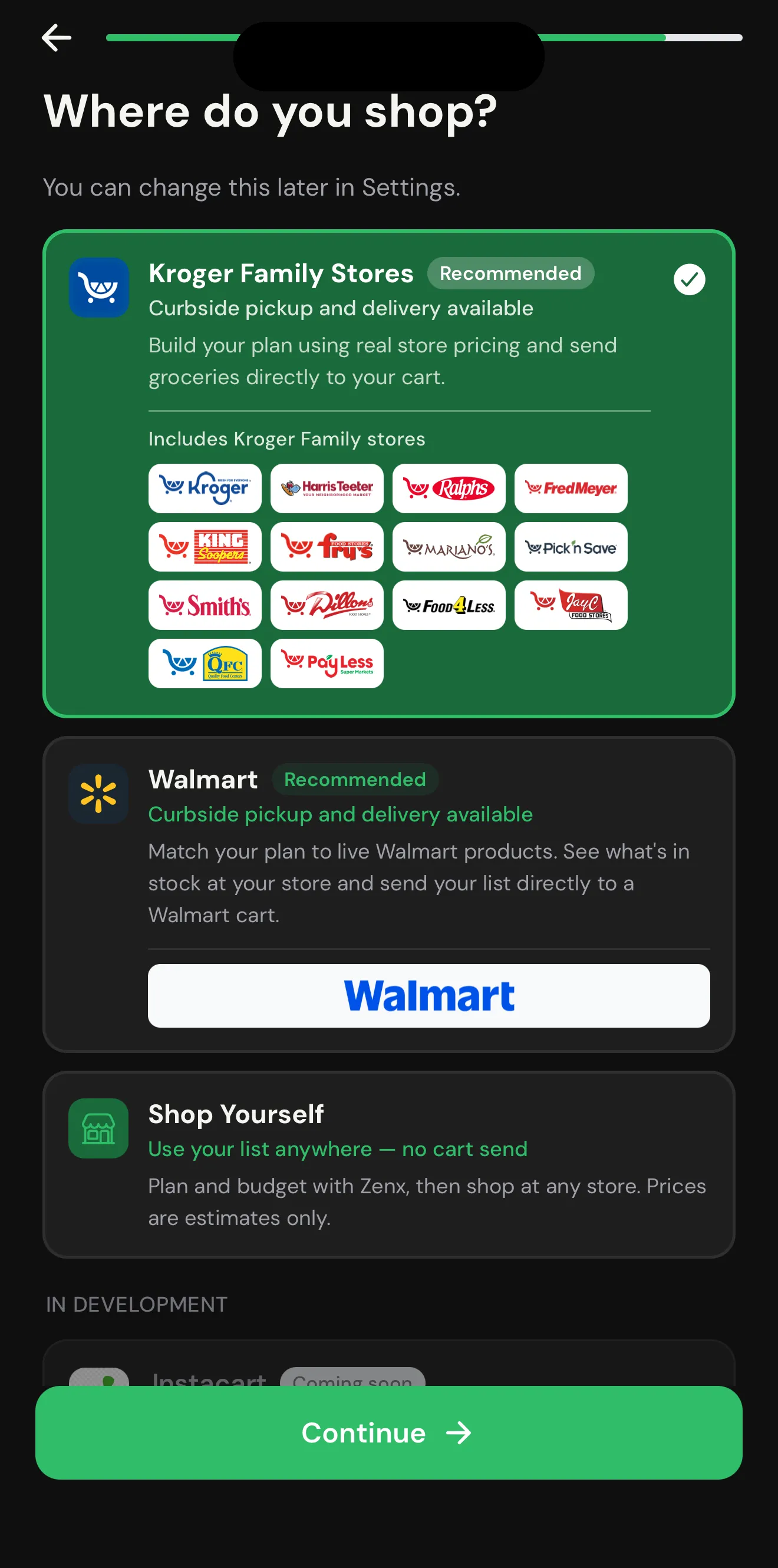 Harris Teeter meal planning screenshot