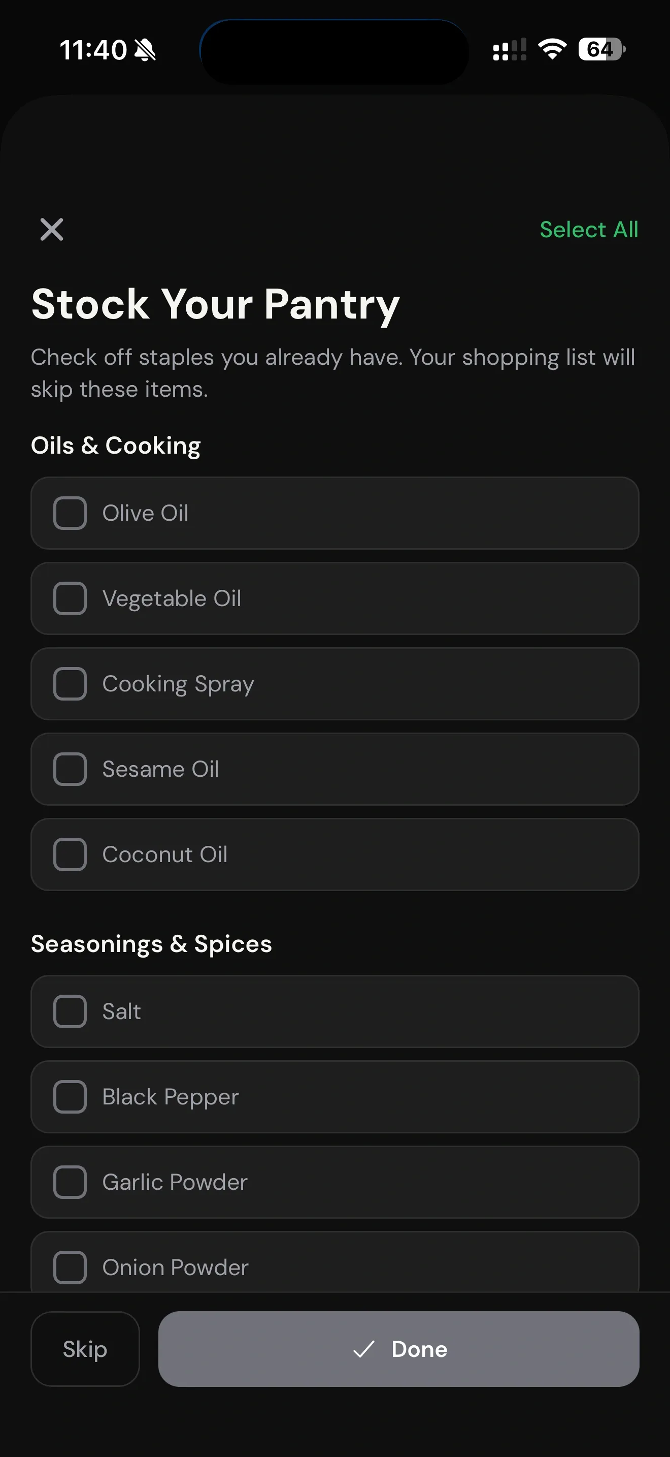 Zenx Stock Your Pantry screen