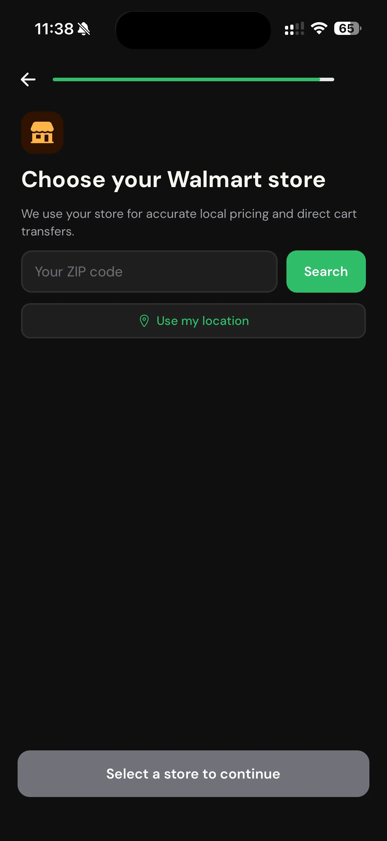 Choose Walmart store by ZIP